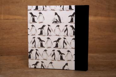Pinguin Fotoalbum schwarz weiß mit Leinenrücken